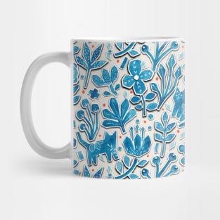 Papercut Cat and Flowers Mug